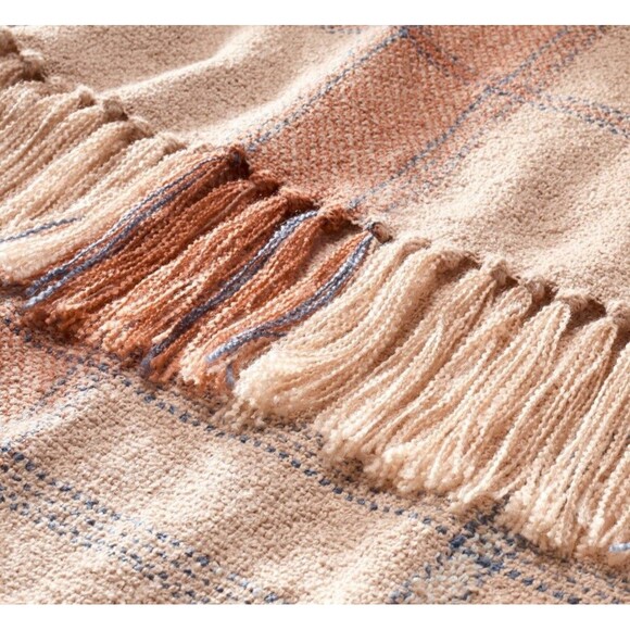 Soft Woven Plaid Throw Blanket - Hearth & Hand with Magnolia - Blush/Sand NEW - Picture 4 of 7